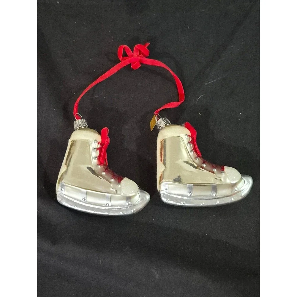 Vtg Discovery Channel Store Mercury Style Glass Ice Skate Ornaments EUC
